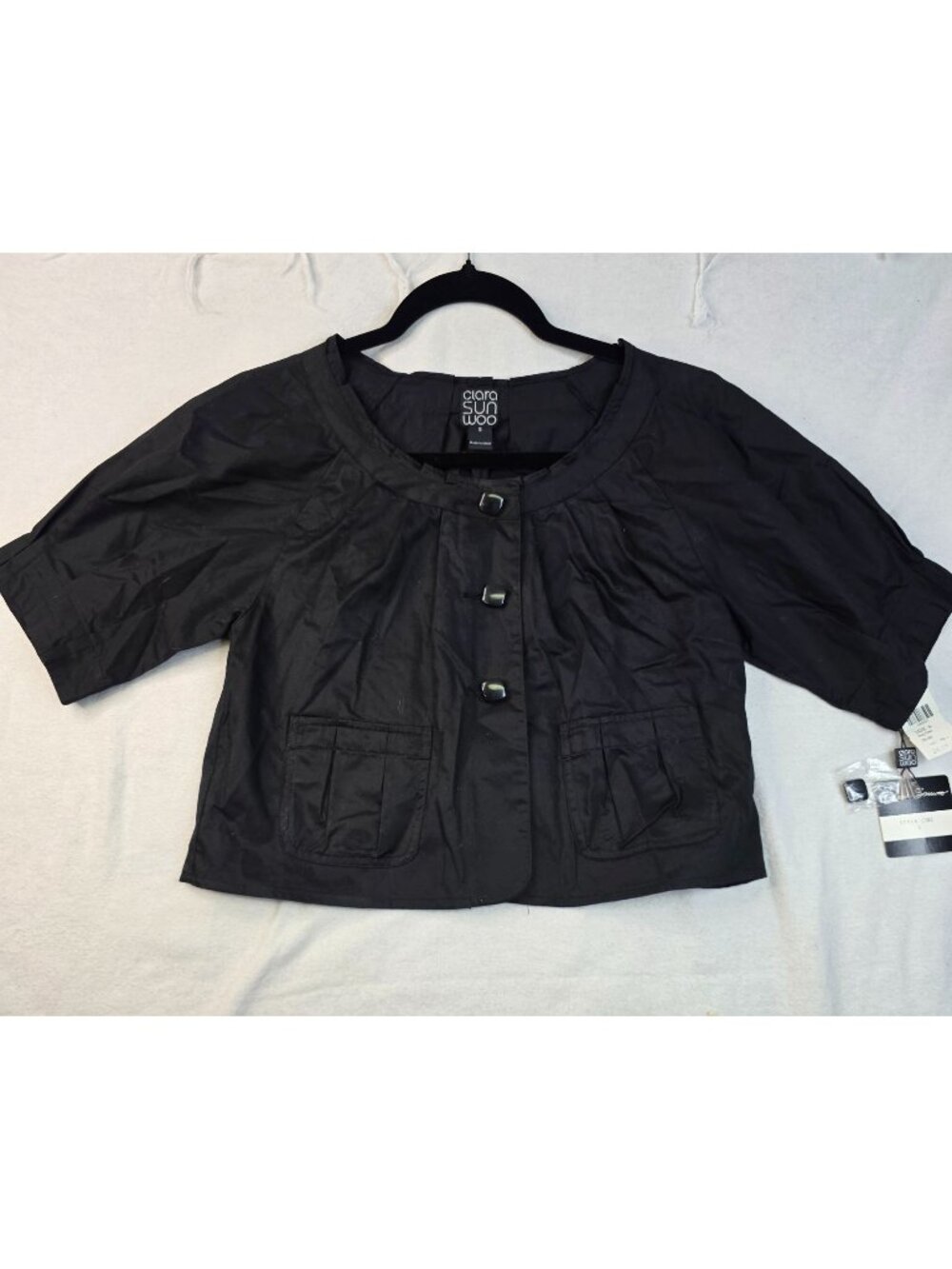 Clara Sunwoo Short Sleeve Cropped Jacket S Black Coquette Fairy Whimsygoth Indie